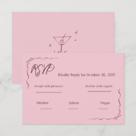 Pinker Whimsy Handskriven Kladdig Bröllops-RSVP OSA Kort