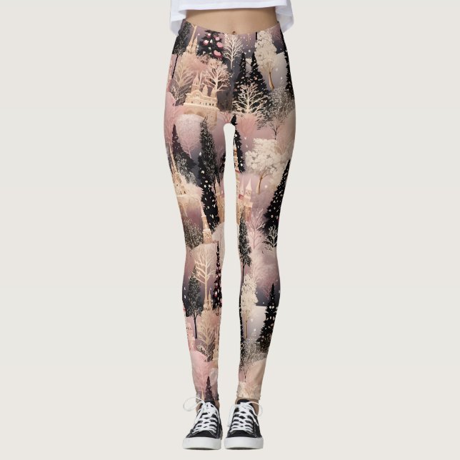 Pinkerfantisk vinterlandskap (2) leggings (Framsida)