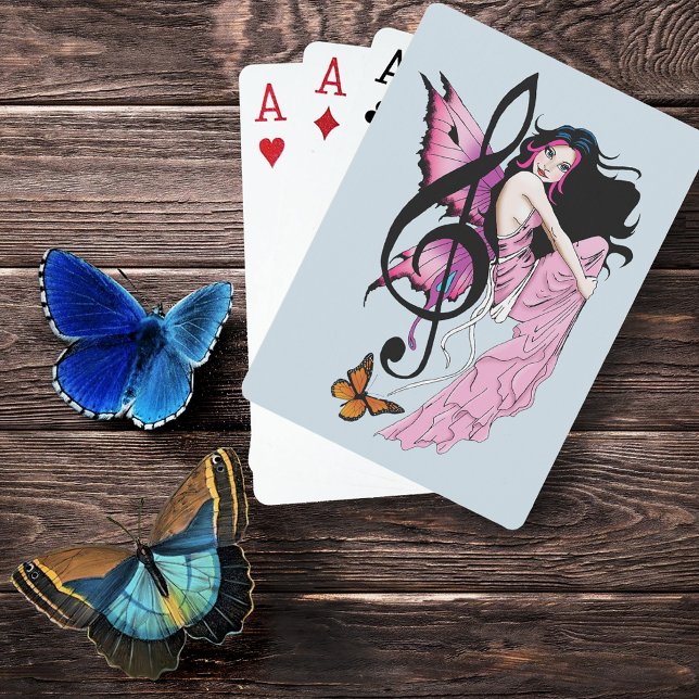 Pinkeriktig blå fe musiknot fantasi casinokort (Skapare uppladdad)