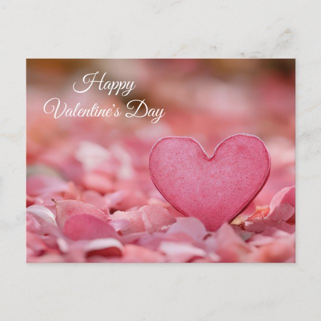 Pinkes Herz im Laub Valentinstag Vykort (Framsida)