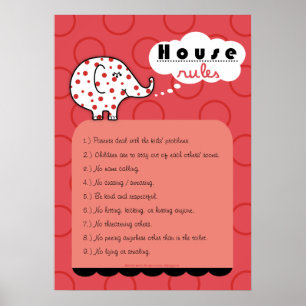 Pinkie Elephant House Regler Large Poster