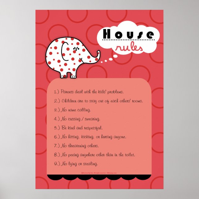Pinkie Elephant House Regler Large Poster (Framsidan)