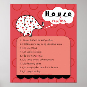 Pinkie Elephant House Regler Poster
