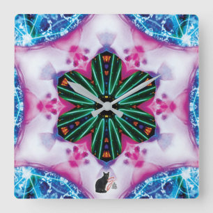 Pinkie Kaleidoscope Fyrkantig Klocka