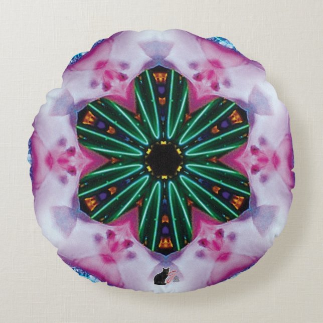 Pinkie Kaleidoscope Rund Kudde (Framsidan)