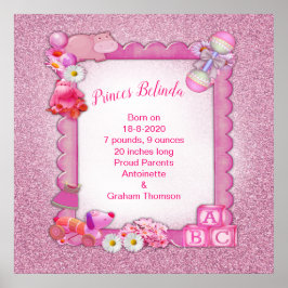 Pinkie-Ro Nyfödd bebis Girl Photo ram Poster