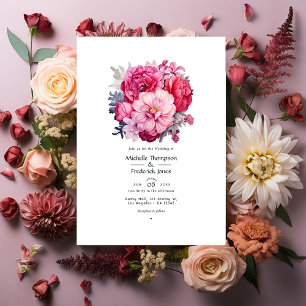 Pinkish Blommigt Fall Wedding Inbjudningar