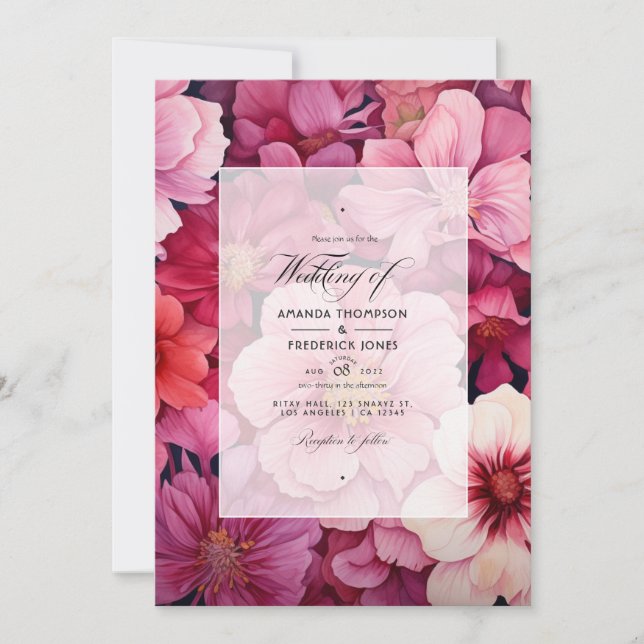Pinkish  Blommigt Fall Wedding Inbjudningar (Framsida)