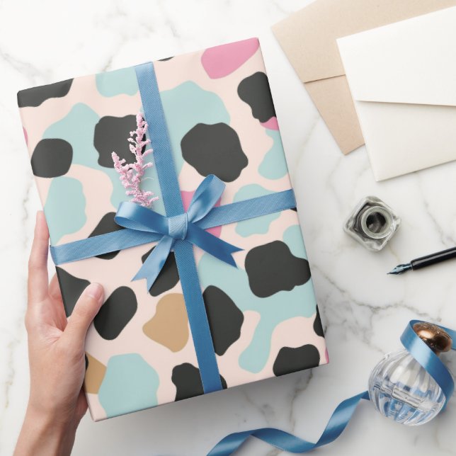Pinkish Blue Pastel Leopard Spots Presentpapper (Gifting)