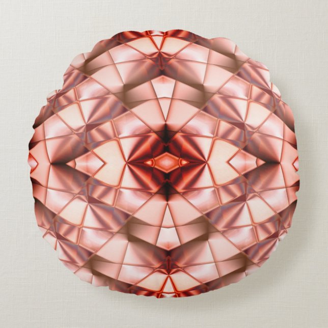 Pinkish gigantic "pearly Blommor", digital tecknin Rund Kudde (Framsidan)