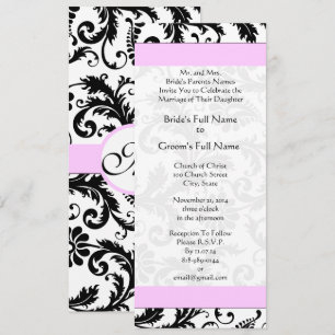 Pinkish Lavender Damask Swirls bröllopsinbjudan Inbjudningar