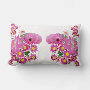Pinkish Lila blommor Mysigt Pillow Lumbarkudde