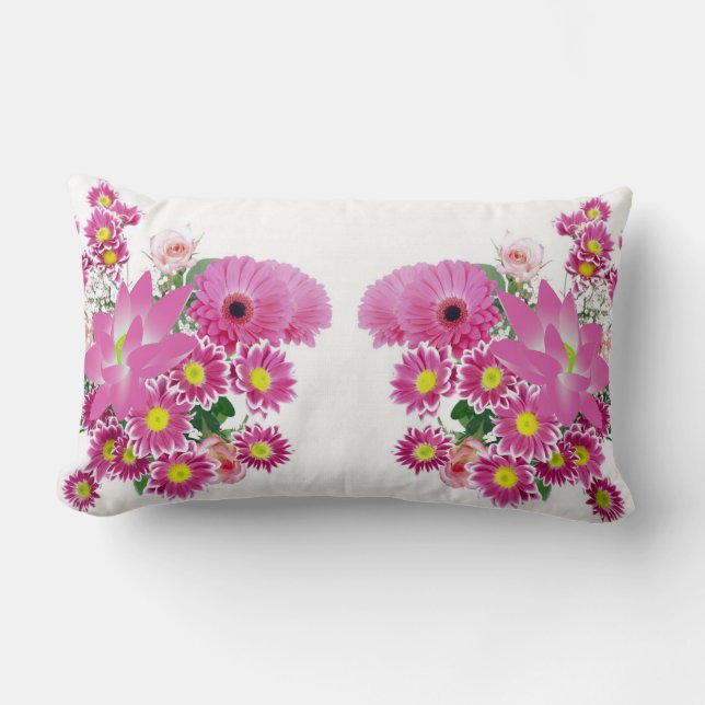 Pinkish Lila blommor Mysigt Pillow Lumbarkudde (Framsida)