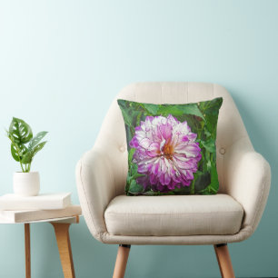 Pinkish-Lila och White Dahlia Kudde