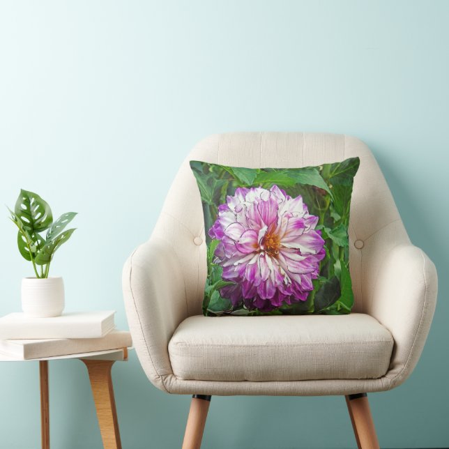 Pinkish-Lila och White Dahlia Kudde (Stol)