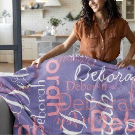 Pinkish Namn Typography periwinkle färg Fleecefilt