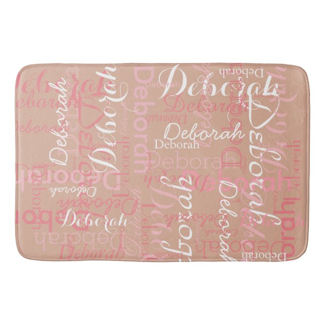 Pinkish Rosa Rosy Namn Bath Mat Badrumsmatta (Framsidan)