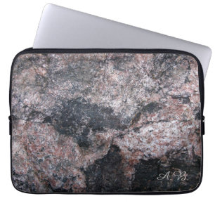 Pinkish stenstruktur för natur med initialer laptop fodral