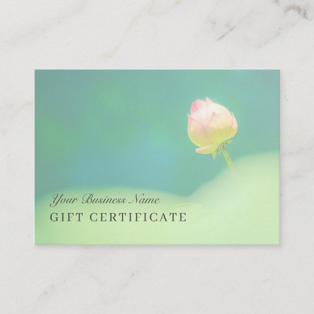 © Pinkish White Lotus Greenery Gift Certificate Rabattkort (Framsida)