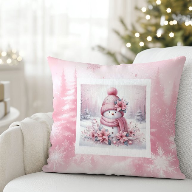 Pinkmas Mysig Snömannen Kudd Vinter Skog Dekor Kudde (Pinkmas Cozy Snowman Pillow Winter Forest Decor)