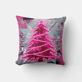 Pinkmas Tree – Bold Neon Holiday Art Kudde