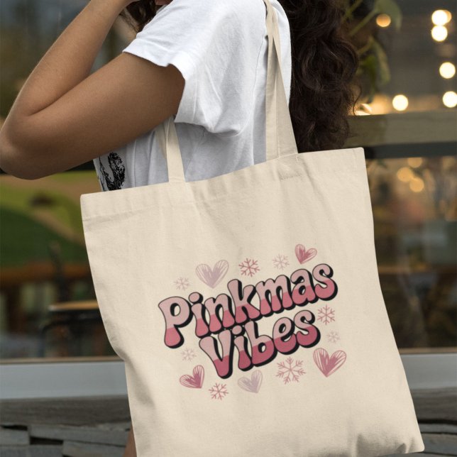 Pinkmas Vibes | Söt Rosa Jul Tygkasse (Skapare uppladdad)