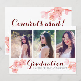 Pinkn cherry blommar studenten fotot inbjudan