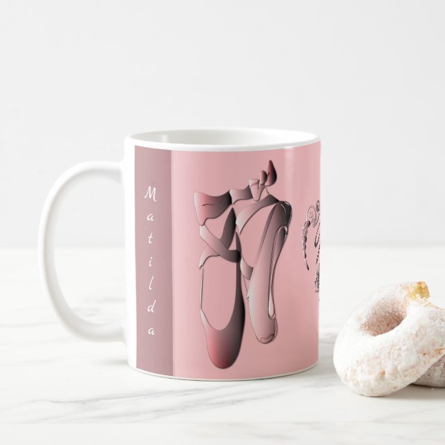 PinkPink Ballet Toe Shoes med Monogram kaffe Mugg (Med munk)