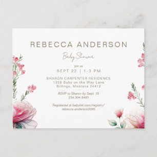 Pinks in Bloom Baby Shower Inbjudan Vykort