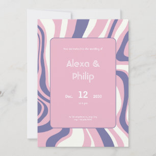 Pinks, lila och beige linjer abstrakt Bröllop Inbjudningar