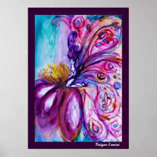 PINKT, GYLLENE GNISTRANDE FLÄSKIG SÖT BLOMFAÉ POSTER