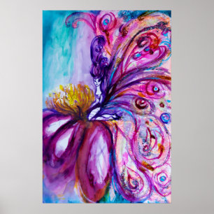 PINKT, GYLLENE GNISTRANDE FLÄSKIG SÖT FLORFAE POSTER