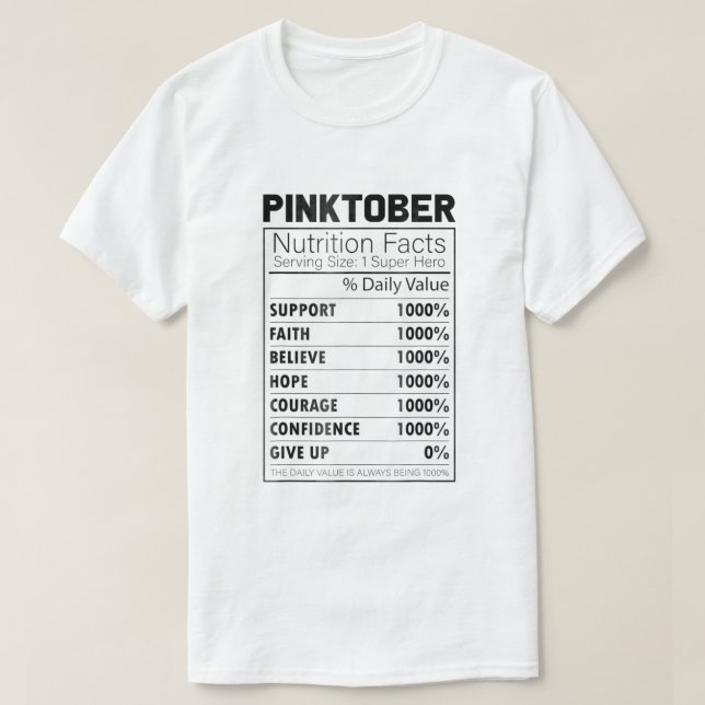 Pinktober Nutrition Facts Fight Breast Cancer Surv T Shirt (Design framsida)
