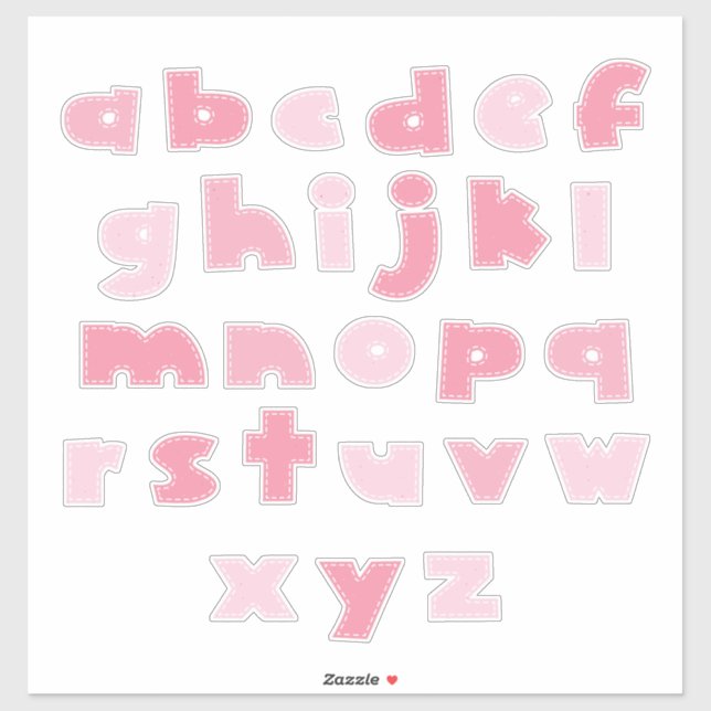 PINKY ALPHABET 'lowercase' Klistermärken (Ark)
