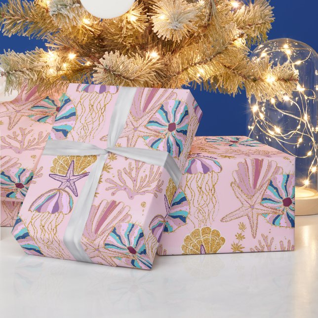 Pinky Baby Rosa Under havet Glittrig Presentpapper (Helgdagar)