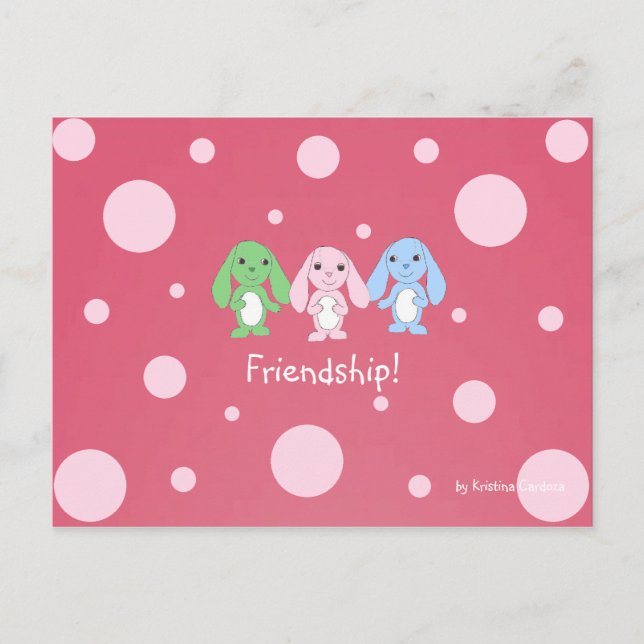 Pinky Bunny & Friends vykort (Framsida)