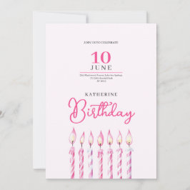 pinky candles girl birthday invitation inbjudningar