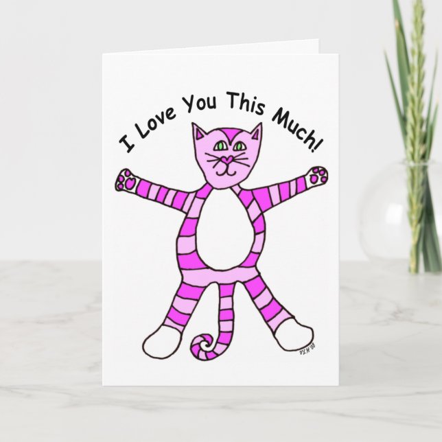 Pinky Cat Valentine Day Card Helgkort (Framsida)