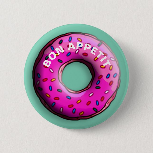 Pinky Donut med färgstarka sprinkler + dina idéer Knapp (Framsida)
