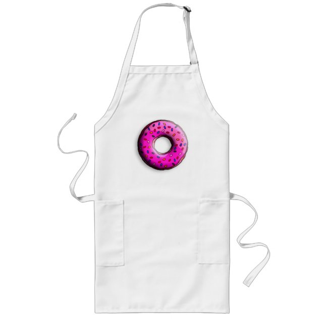Pinky Donut med färgstarka sprinkler + dina idéer Långt Förkläde (Framsidan)