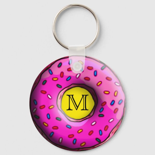 Pinky Donut med färgstarka sprinkler + dina idéer Nyckelring (Framsida)