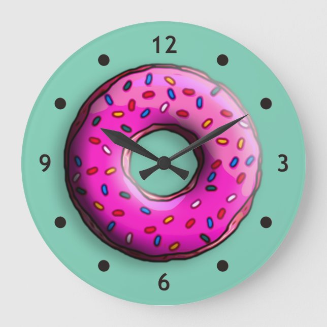 Pinky Donut med färgstarka sprinkler + dina idéer Stor Klocka (Framsida)