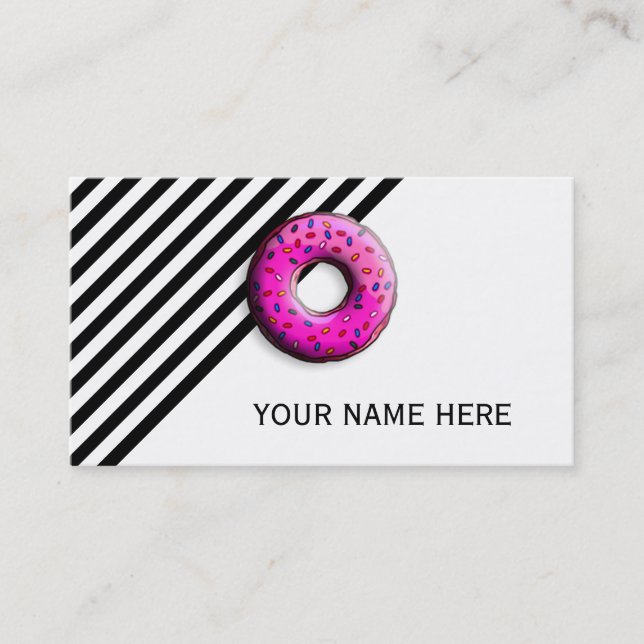Pinky Donut med färgstarka sprinkler + dina idéer Visitkort (Framsida)