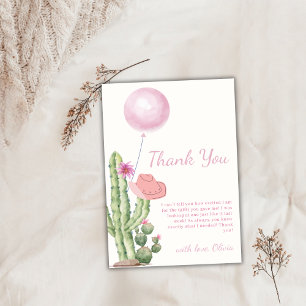Pinky Flower Cactus Balloon Cowgirl Baby Shower Tack Kort