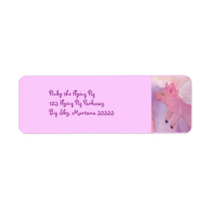 Pinky flyggrisadressetiketter returadress etikett