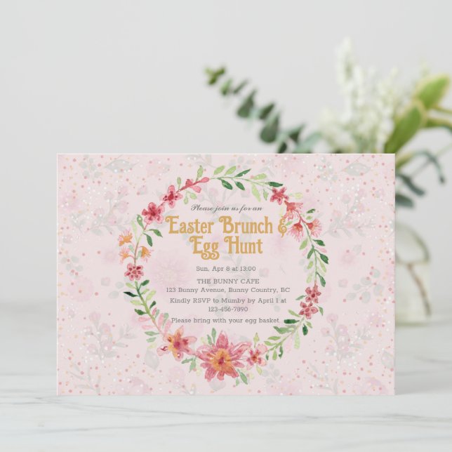 Pinky Foral Påskfrukost Ägglek Inbjudan (Stående Fram)