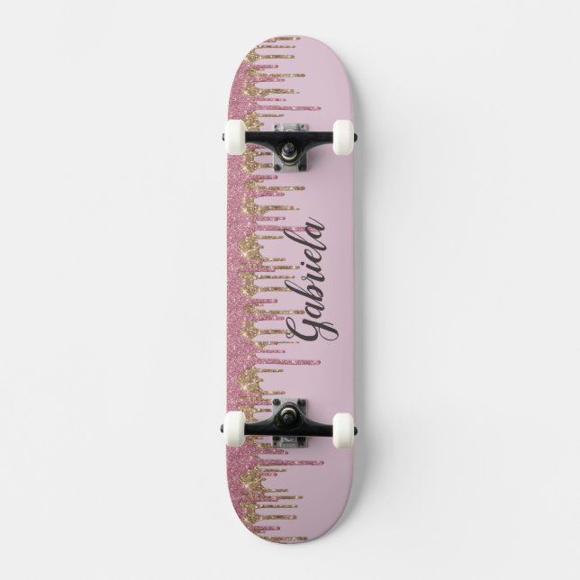 Pinky Glitter Skateboard (Framsida)