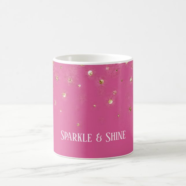 Pinky glitterkonfetti i rosa och guld kaffemugg (Center)