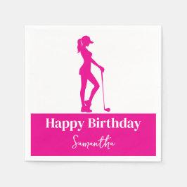 Pinky Golf Girl Birthday Monogram Pappersservett