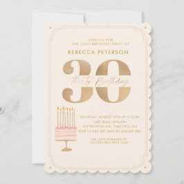 Pinky Guld 30års födelsedag Cake Party Inbjudningar